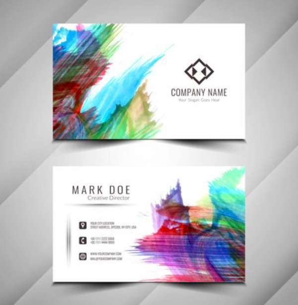 Desain kartu nama dengan ilustrasi abstrak yang menarik